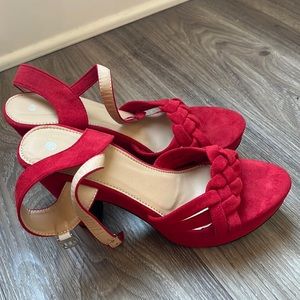 Red suede heels